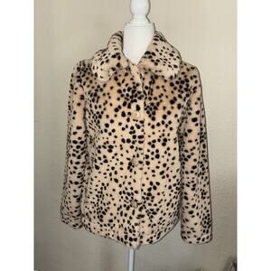 Z Supply Faux Fur Womens Jacket Small Beige Spotted Animal Print Soft